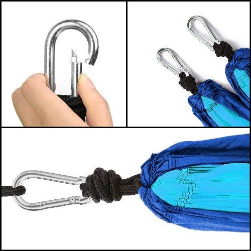 Portable Outdoor Nylon Hammock 440 LBS Max Capacity with Sewn-On Storage Bag Pouch (Blue) - Toytexx Portable Outdoor Nylon Hammock 440 LBS Max Capacity with Sewn-On Storage Bag Pouch (Blue) - Toytexx